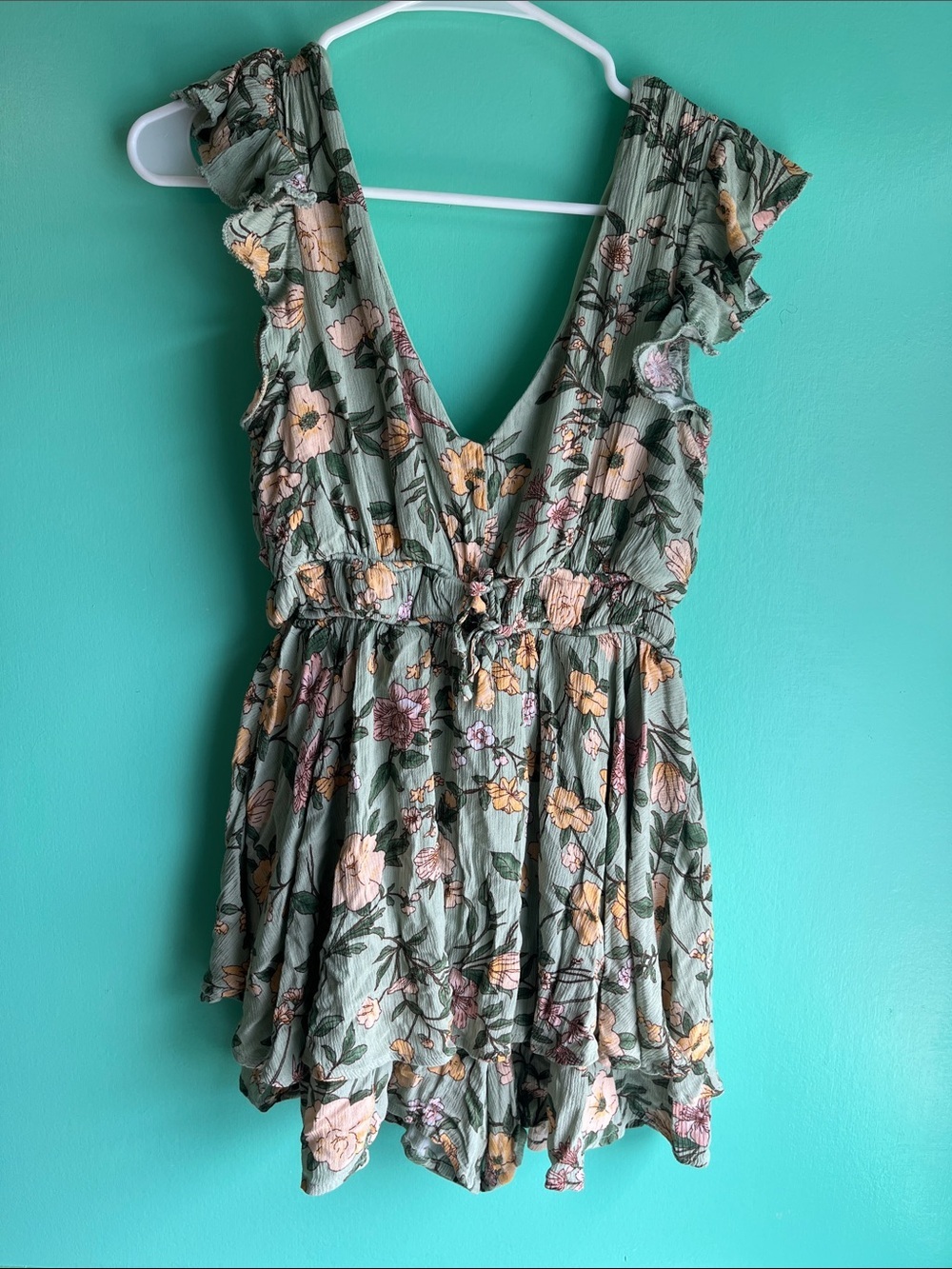 Inspired Hearts Sage Green Floral Romper